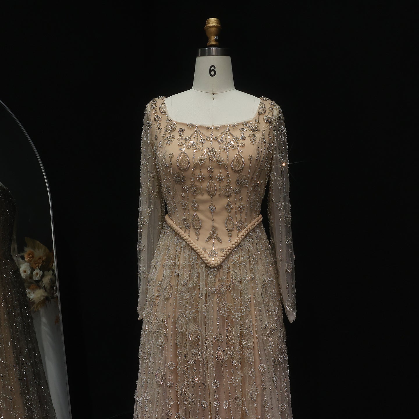 Luxury Sage Green Spaghetti A-Line Evening Dress SS693