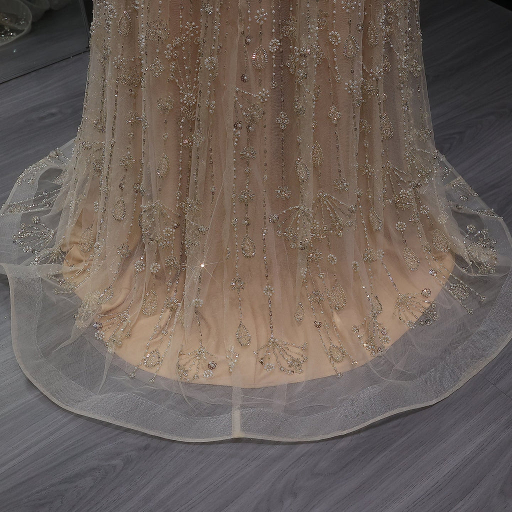 Luxury Sage Green Spaghetti A-Line Evening Dress SS693