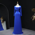 Elegant Royal Blue Square Neck Long Sleeve Evening Dress SF564