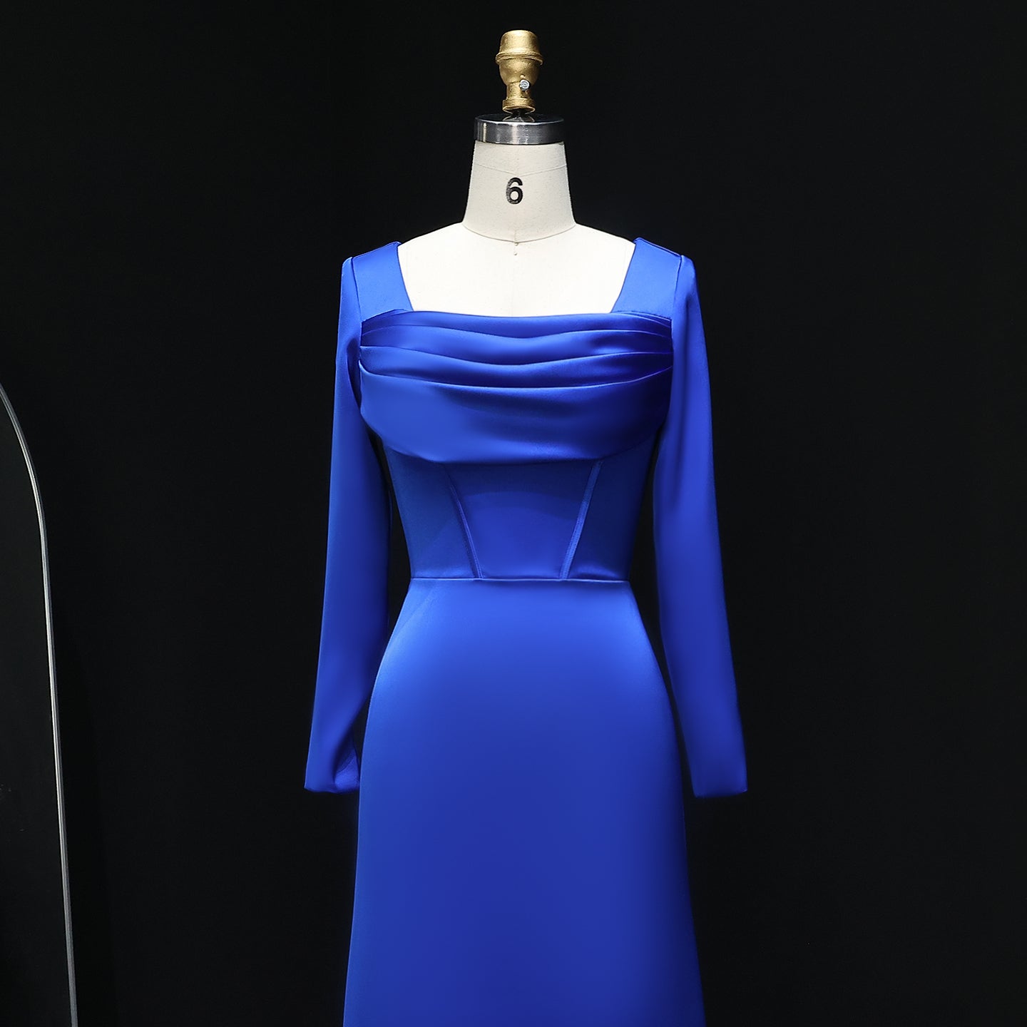 Elegant Royal Blue Square Neck Long Sleeve Evening Dress SF564