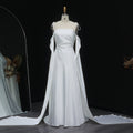 Elegant White Spaghetti Straps Evening Dress with Cape Sleeves SF281