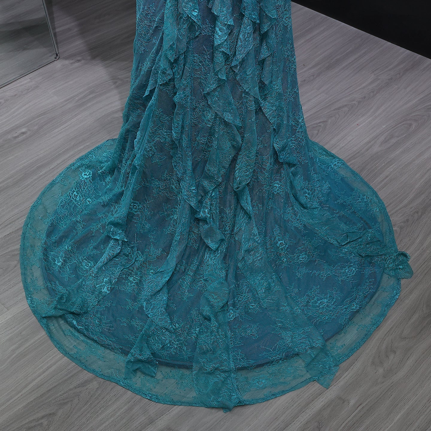 Luxury Turquoise Long Sleeves Mermaid Evening Dress SF519