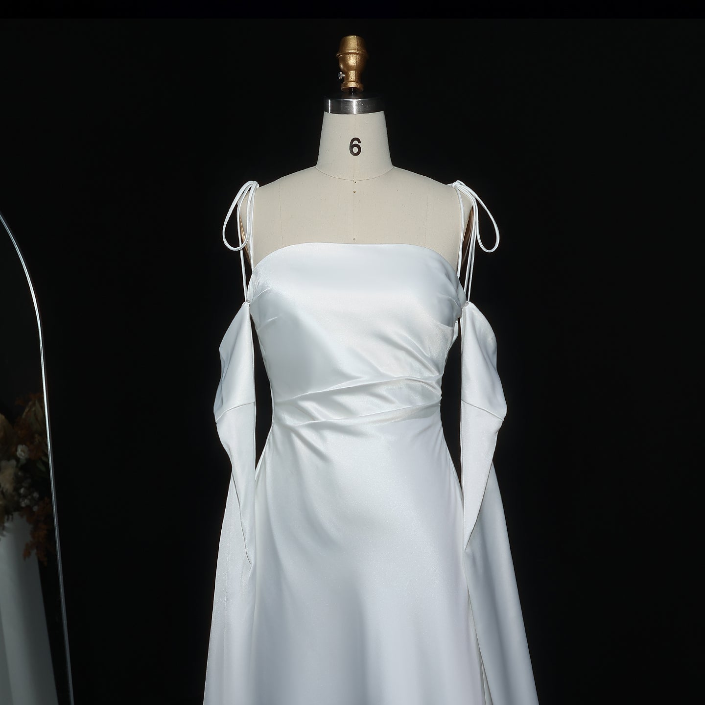 Elegant White Spaghetti Straps Evening Dress with Cape Sleeves SF281