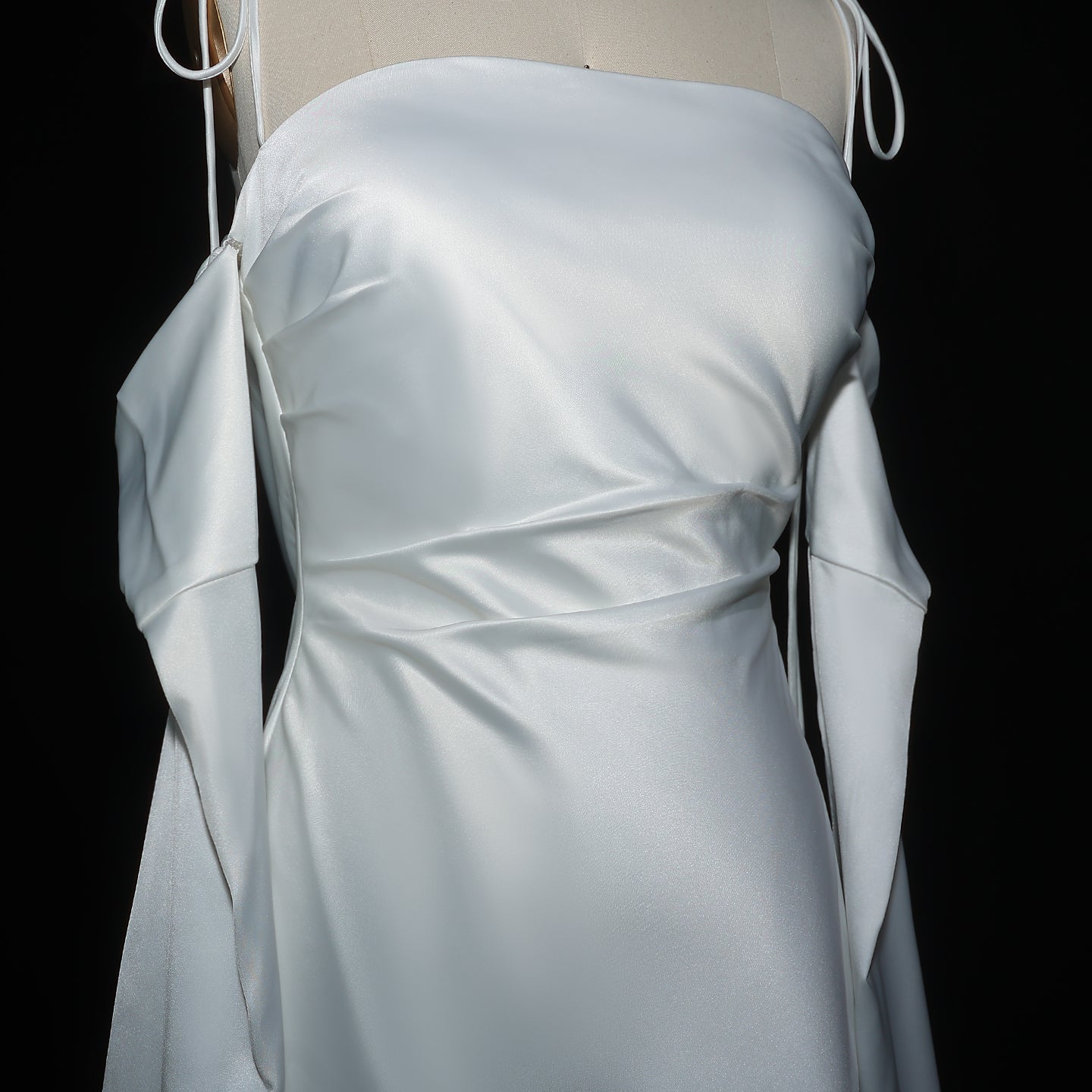 Elegant White Spaghetti Straps Evening Dress with Cape Sleeves SF281