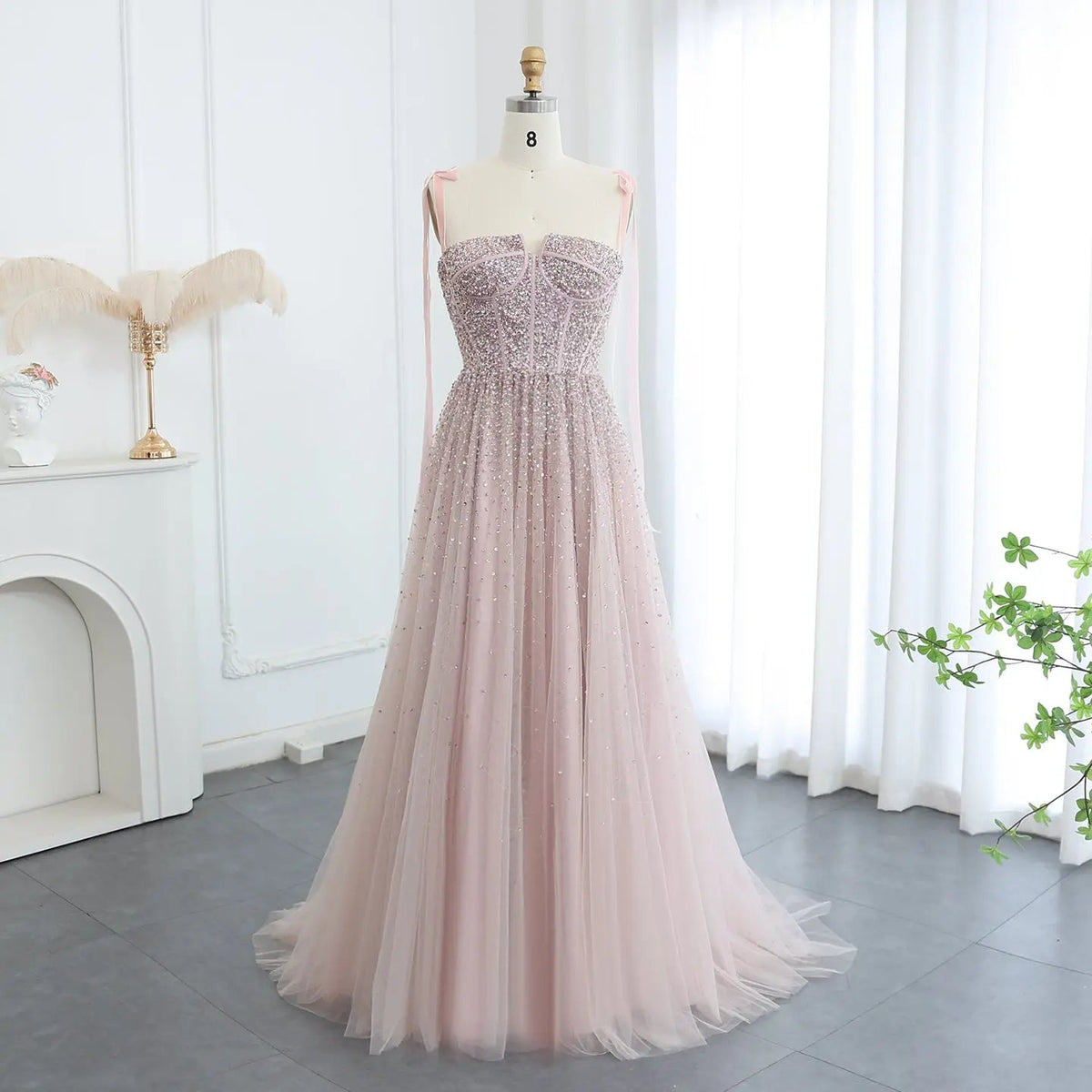 Luxury Beaded Red Evening Dresses with Straps SS263