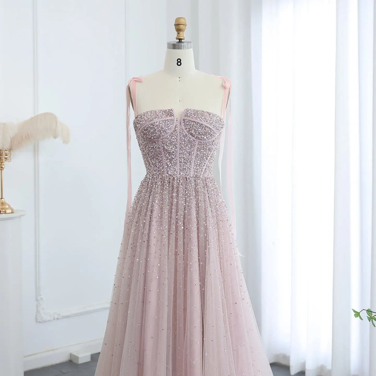 Luxury Beaded Red Evening Dresses with Straps SS263