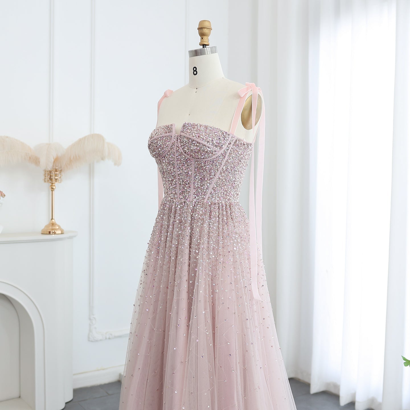 Luxury Beaded Wine Red Evening Dresses with Straps SS263