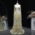 Elegant Light Yellow Floral 3D Strapless Evening Dress with Overskirt SS654