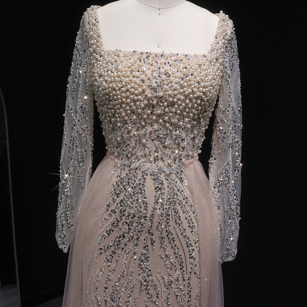 Luxury Beaded Long Sleeve Evening Dress SS632