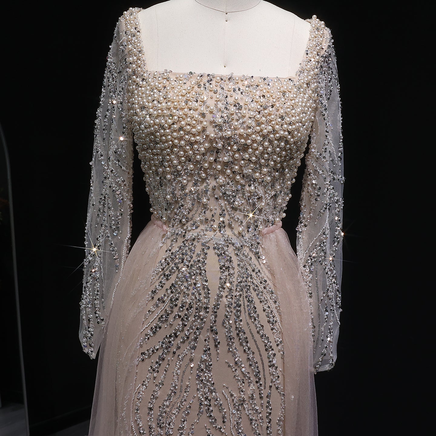 Luxury Beaded Long Sleeve Evening Dress SS632