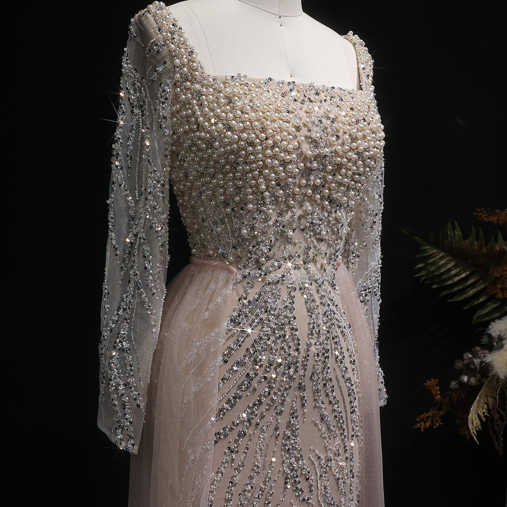 Luxury Beaded Long Sleeve Evening Dress SS632
