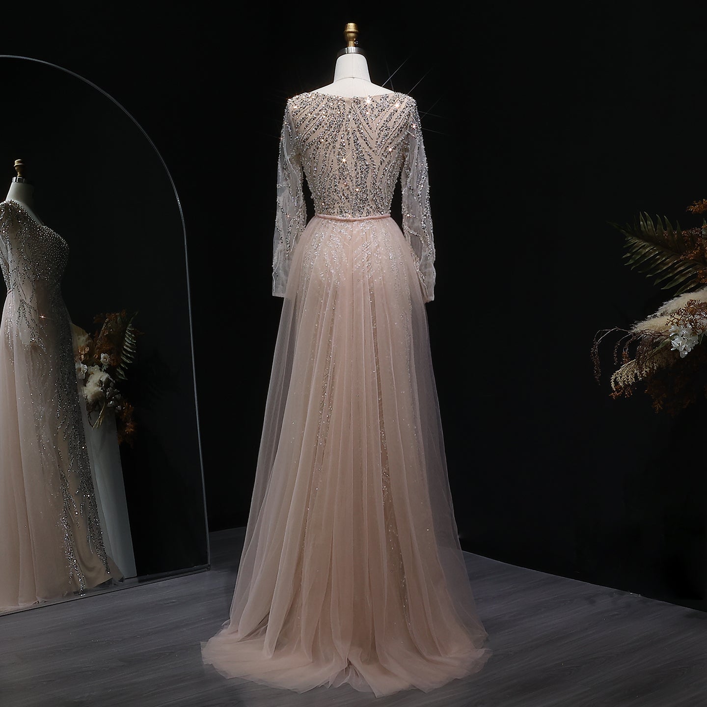Luxury Beaded Long Sleeve Evening Dress SS632