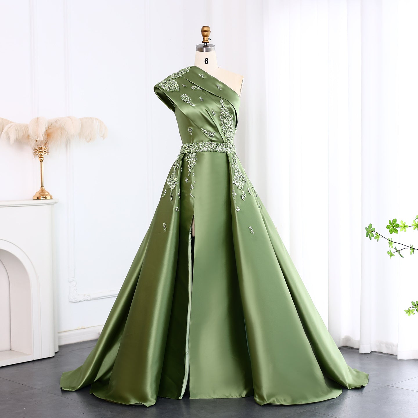 Luxury Crystal Evening Dress with Overskirt SS599
