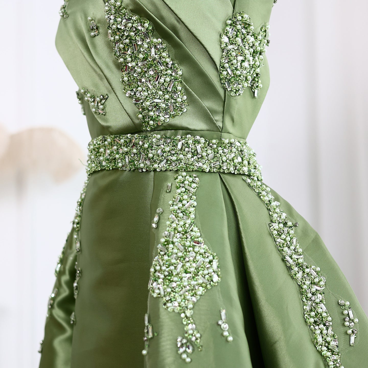 Luxury Crystal Evening Dress with Overskirt SS599