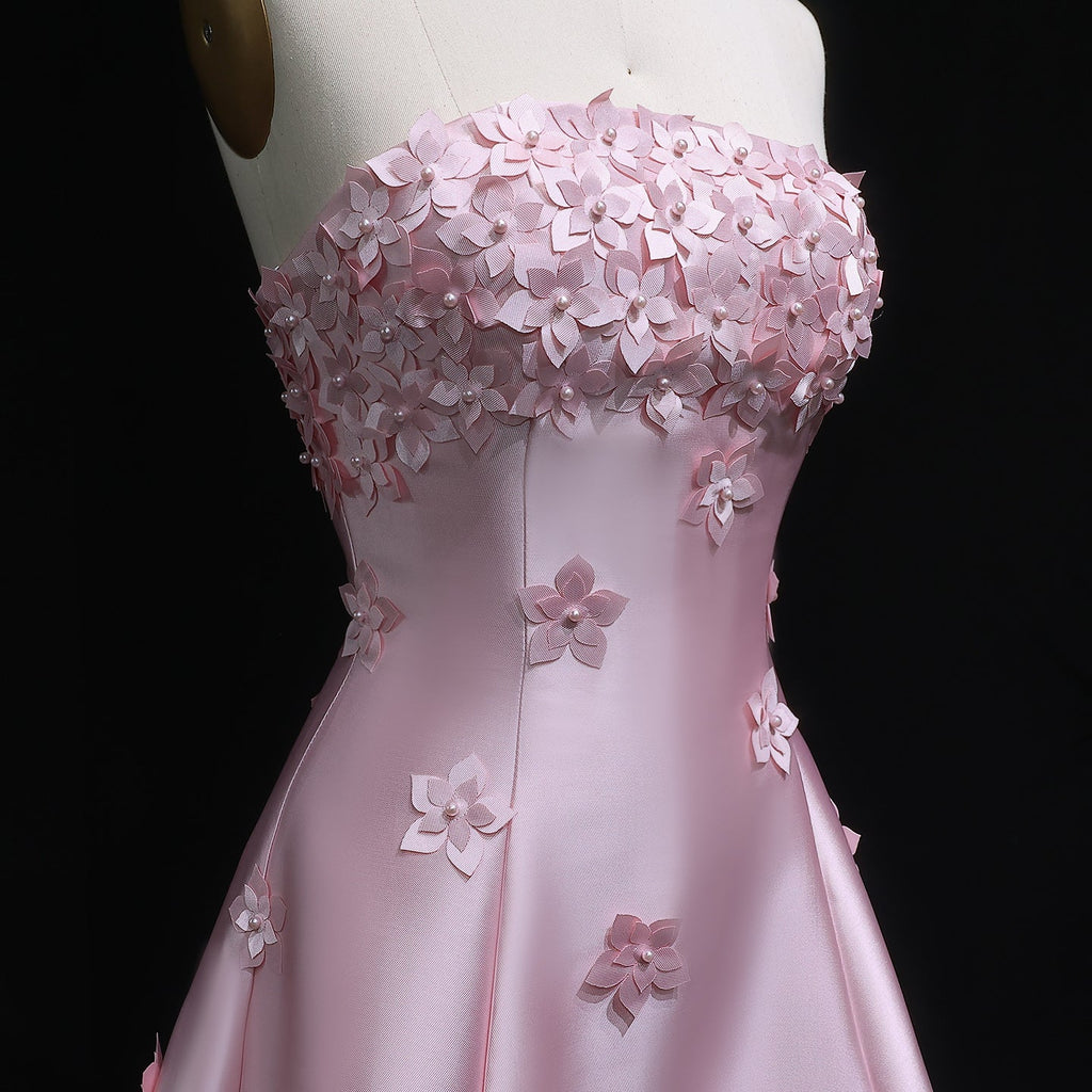 Luxury 3D flowers Pink Beaded Evening Dress SF278