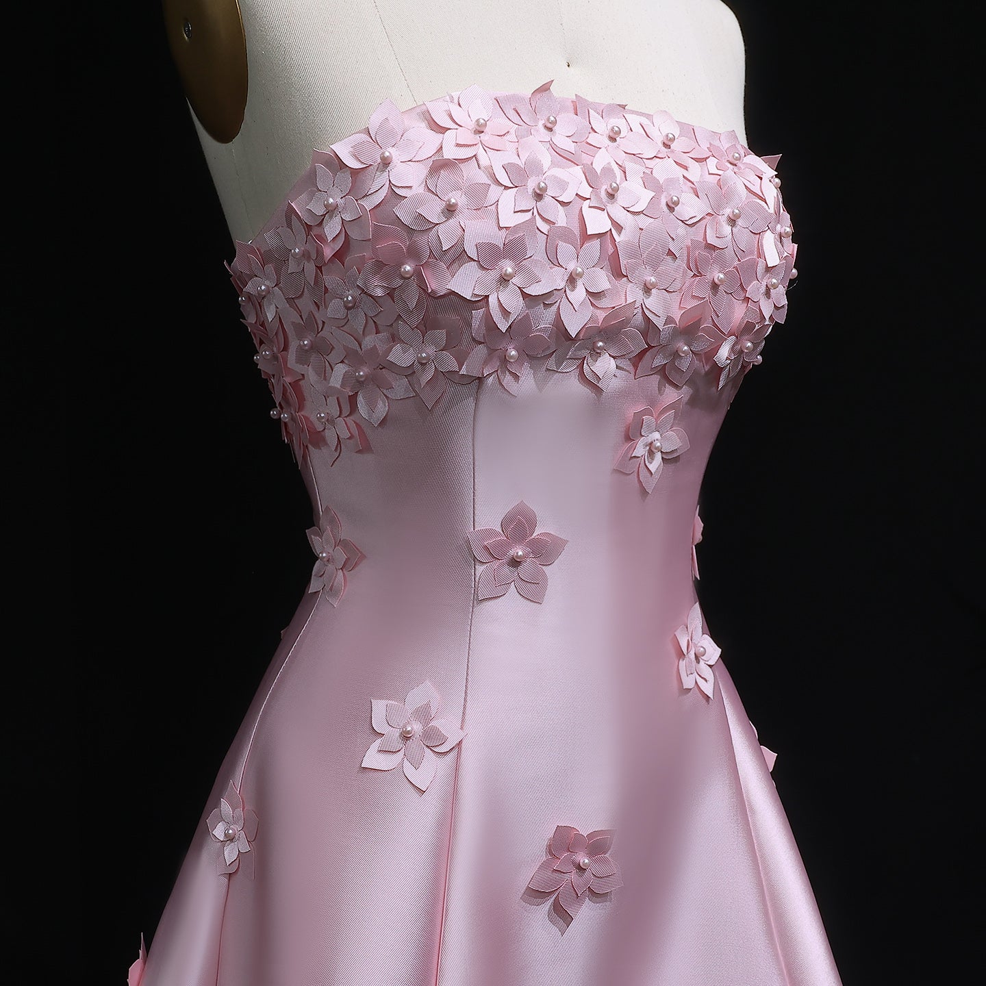 Luxury 3D flowers Pink Beaded Evening Dress SF278
