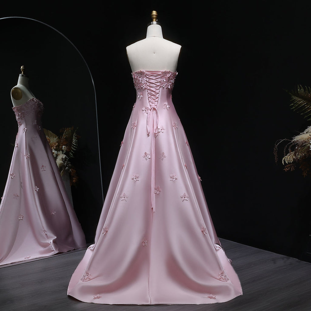 Luxury 3D flowers Pink Beaded Evening Dress SF278