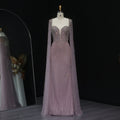 Luxury Beaded Pink Evening Dress with Cape Sleeves SS194