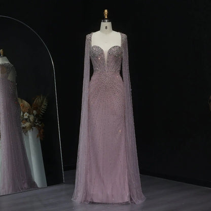 Sparkly Crystal Pink Evening Dress with Cape SS194