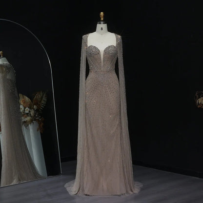Sparkly Crystal Pink Evening Dress with Cape SS194