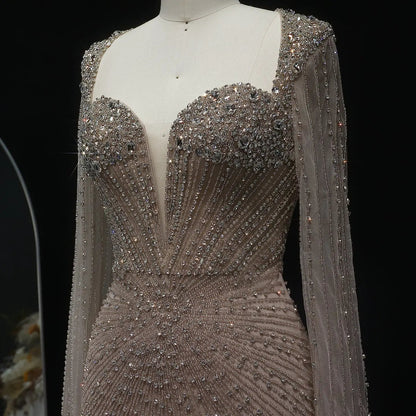 Sparkly Crystal Pink Evening Dress with Cape SS194