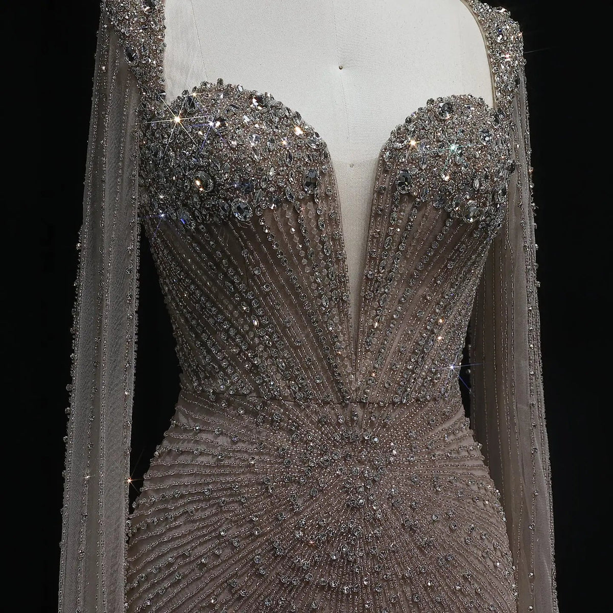 Sparkly Crystal Pink Evening Dress with Cape SS194