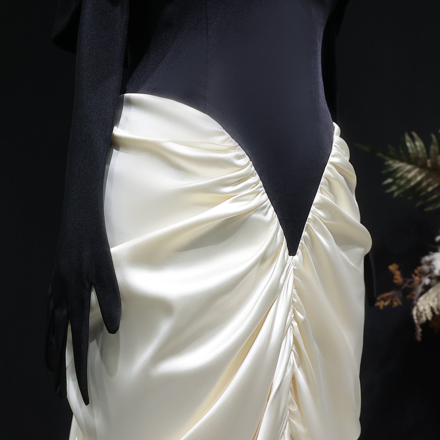 Elegant White&Black Off Shoulder Mermaid Evening Dress SF531