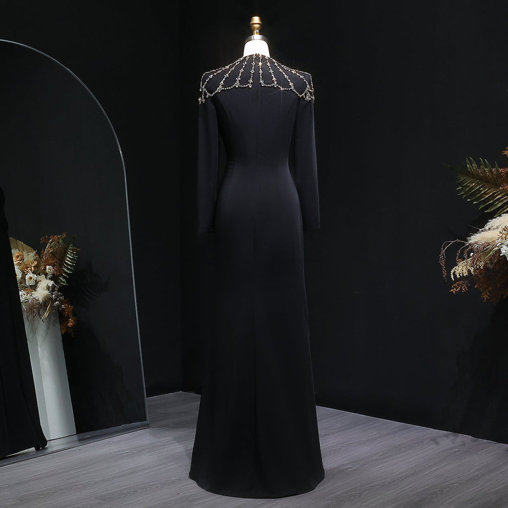Elegant Crystal White Square Neck Evening Dress SF347