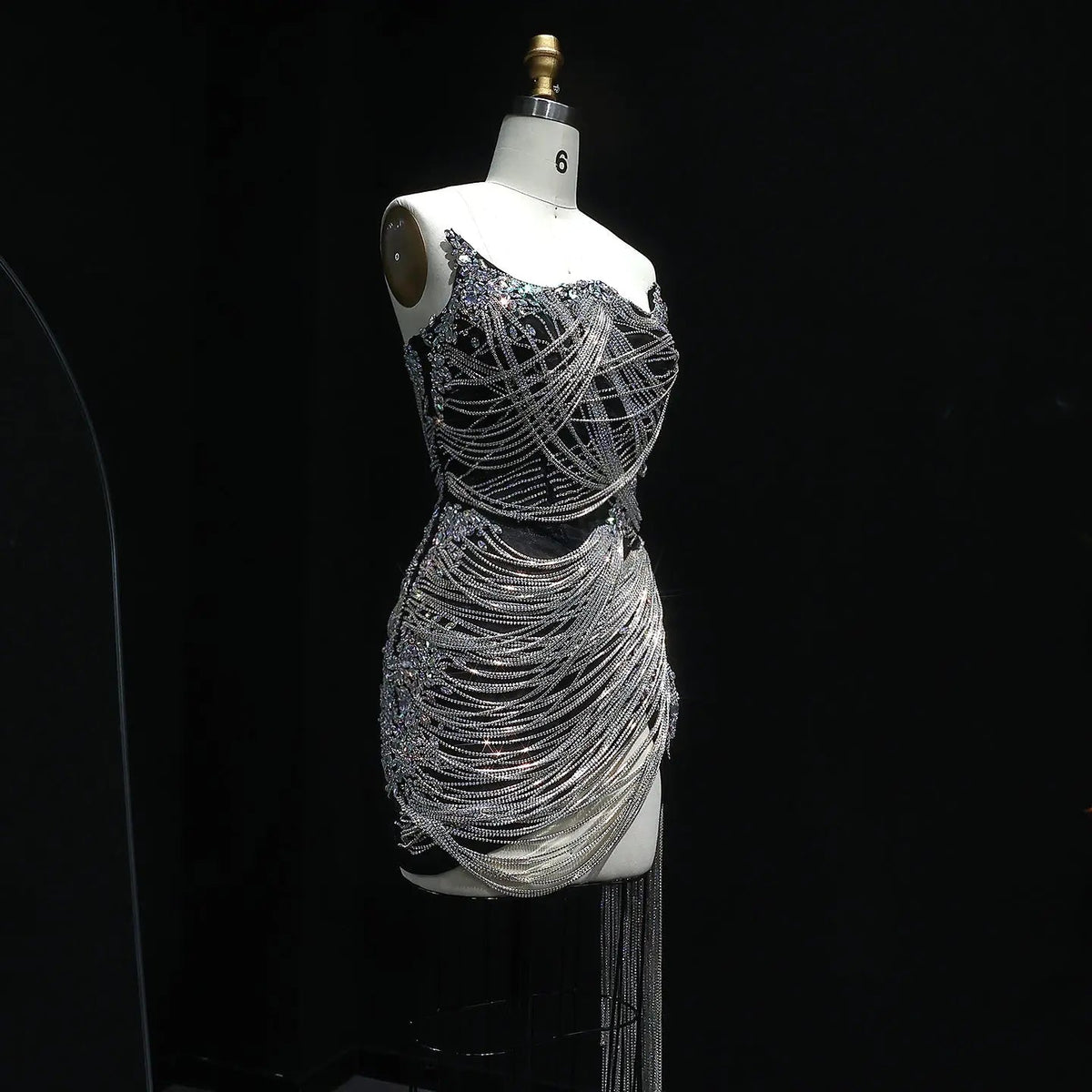 Luxury Crystal Tassels Strapless Short Homecoming Dress RM012