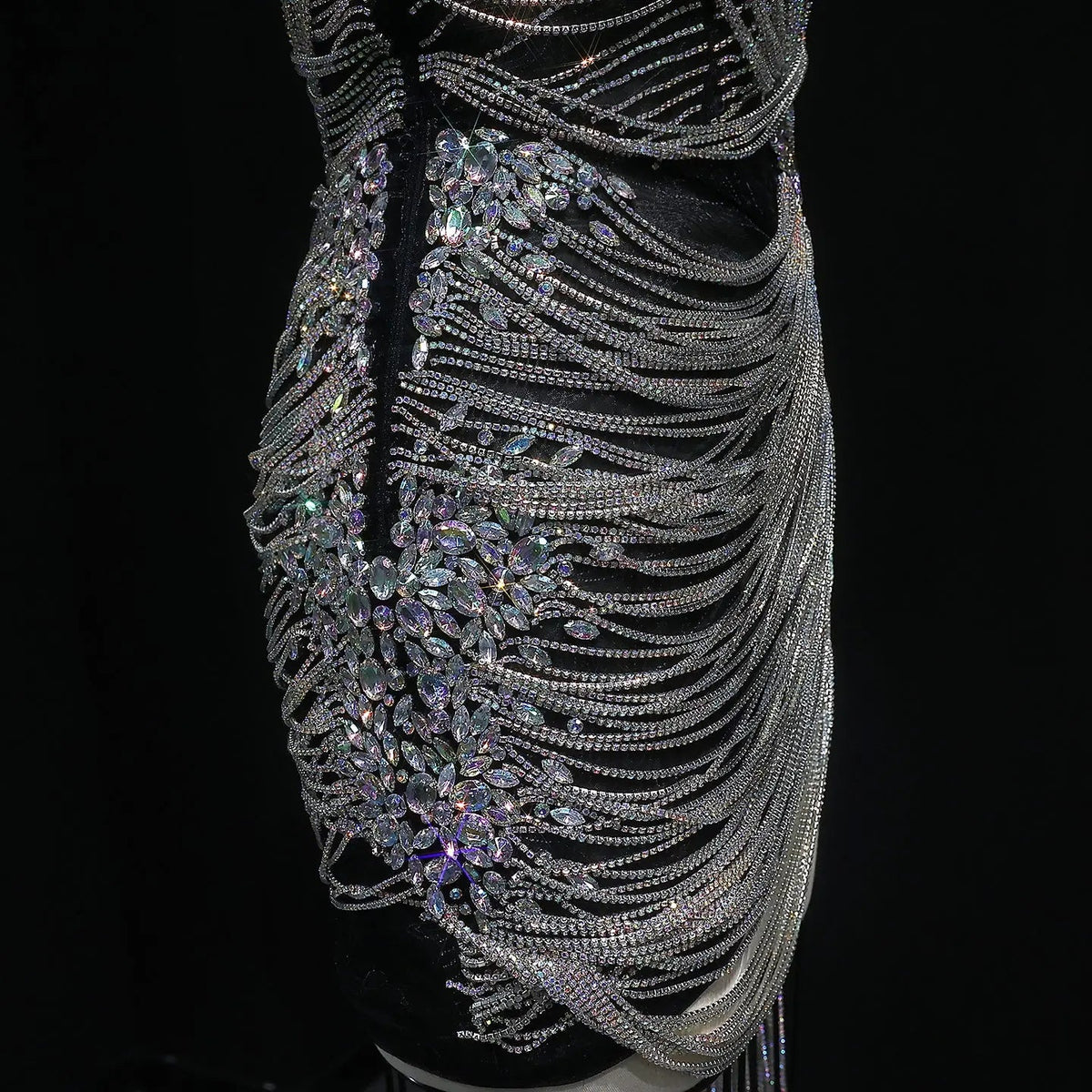 Luxury Crystal Tassels Strapless Short Homecoming Dress RM012