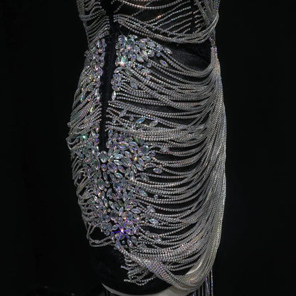 Luxury Crystal Tassels Strapless Short Homecoming Dress RM012