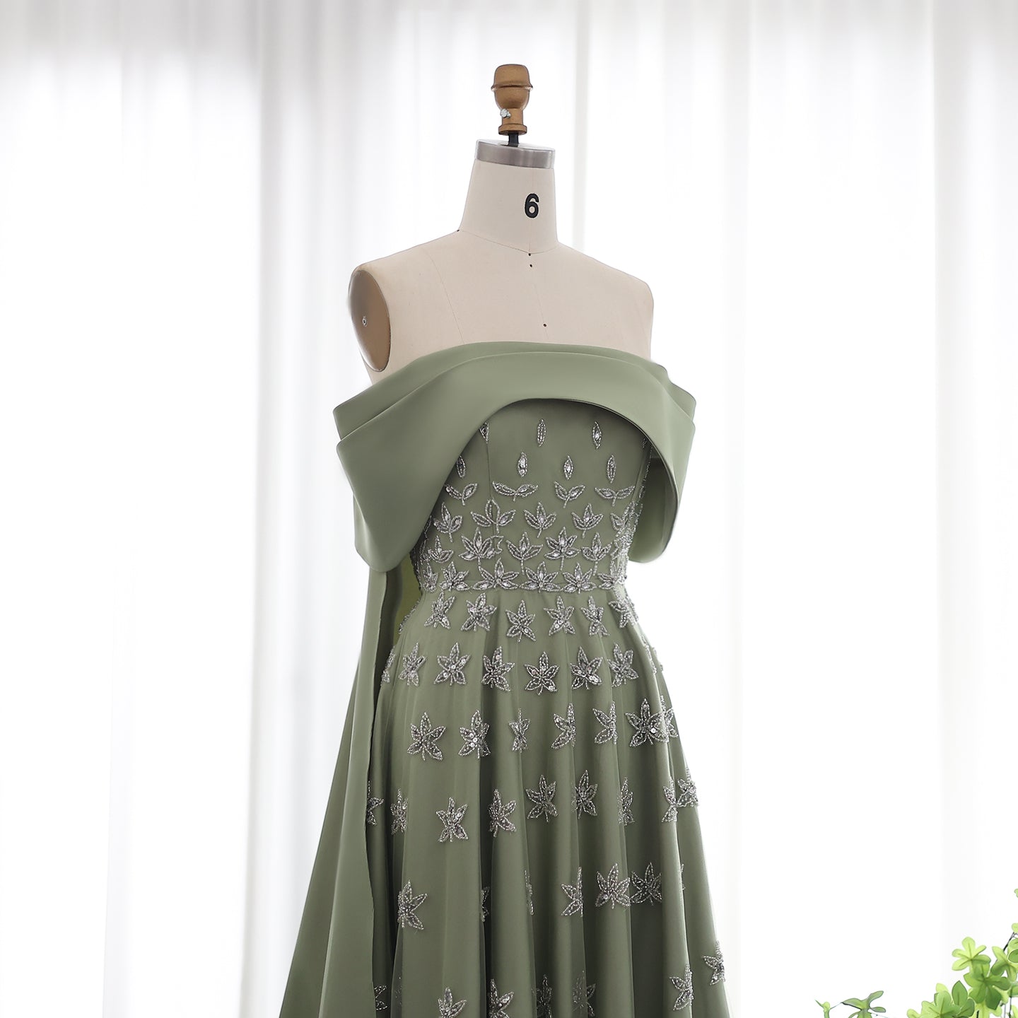 Elegant Beaded Yellow Satin Evening Dress with Cape SS455