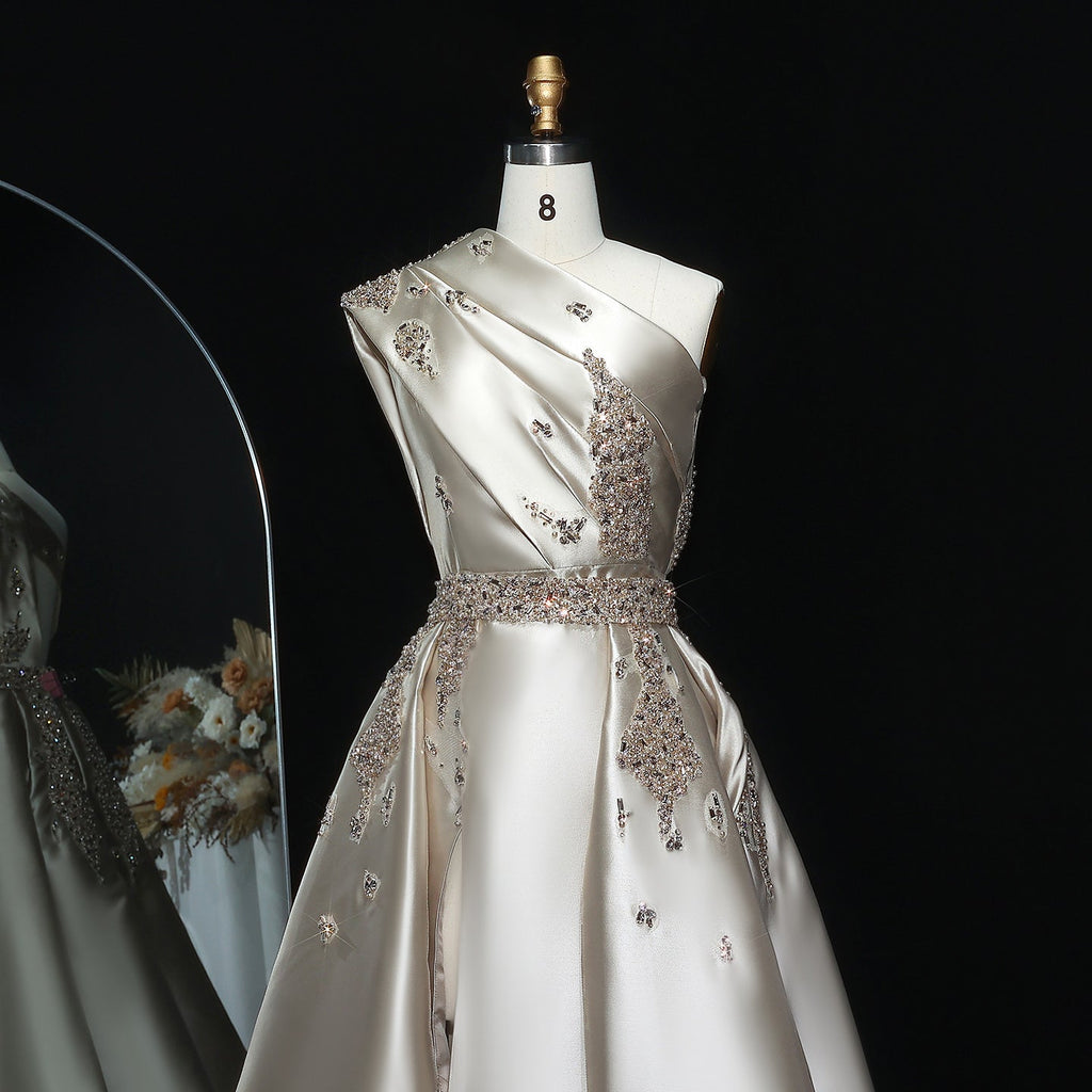 Luxury Crystal Evening Dress with Overskirt SS599