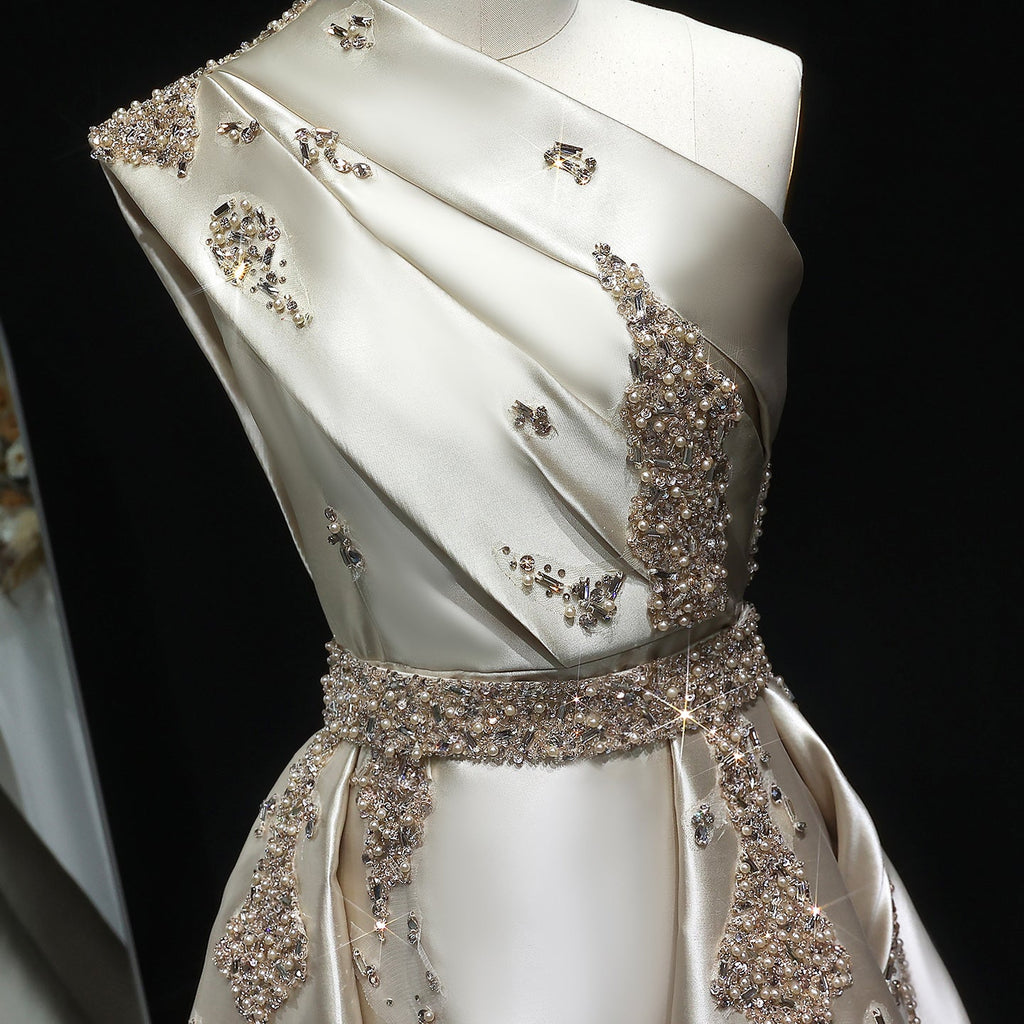 Luxury Crystal Evening Dress with Overskirt SS599