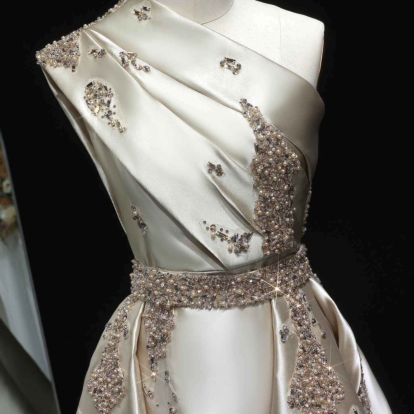 Luxury Crystal Evening Dress with Overskirt SS599