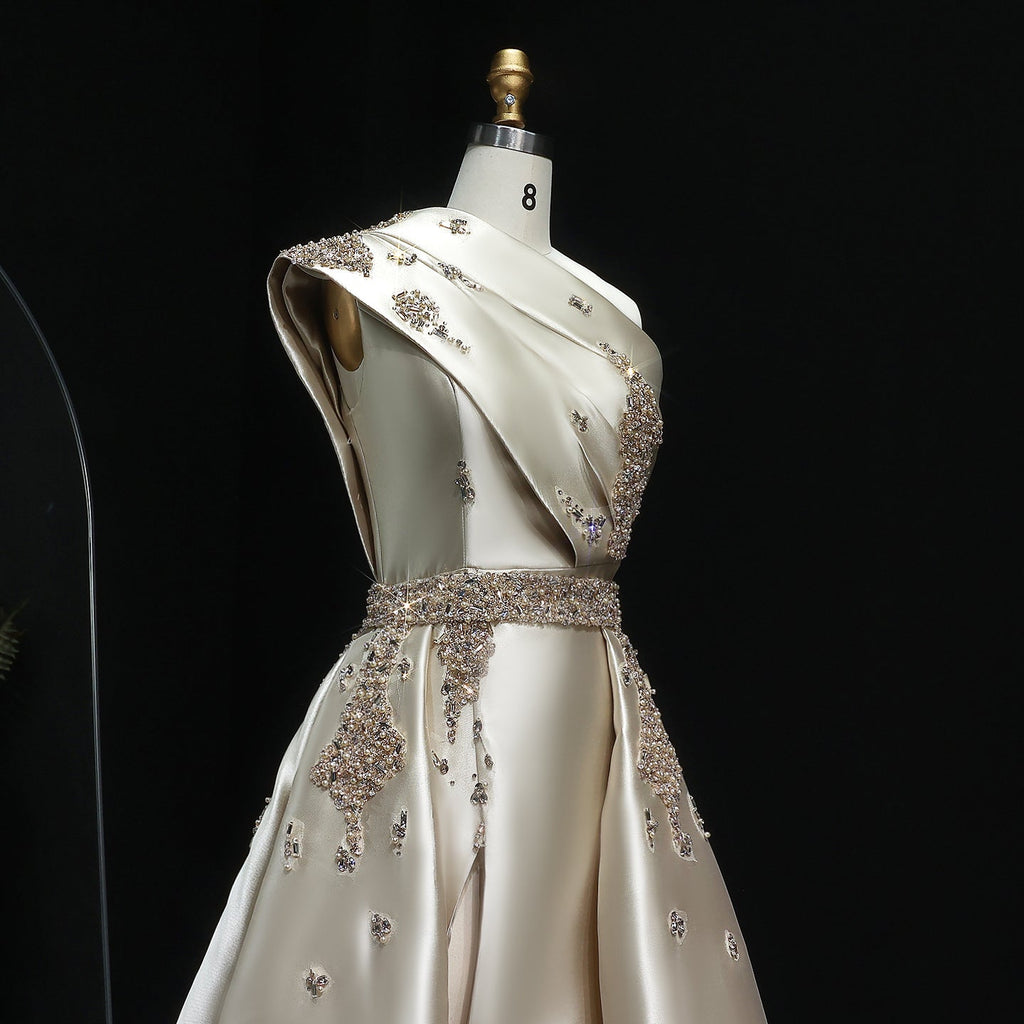 Luxury Crystal Evening Dress with Overskirt SS599