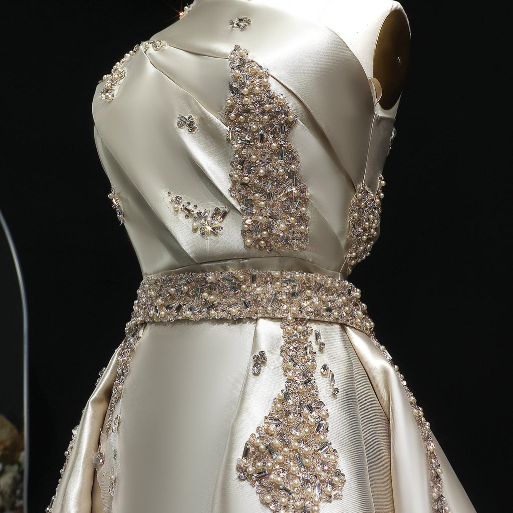 Luxury Crystal Evening Dress with Overskirt SS599