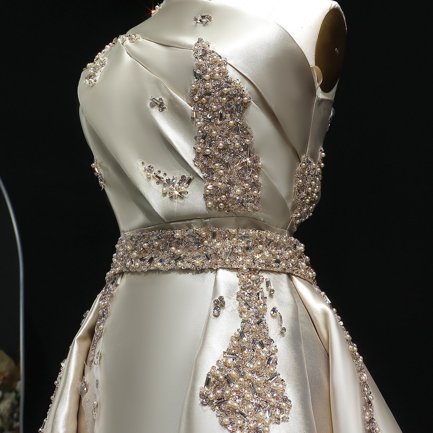 Luxury Crystal Evening Dress with Overskirt SS599