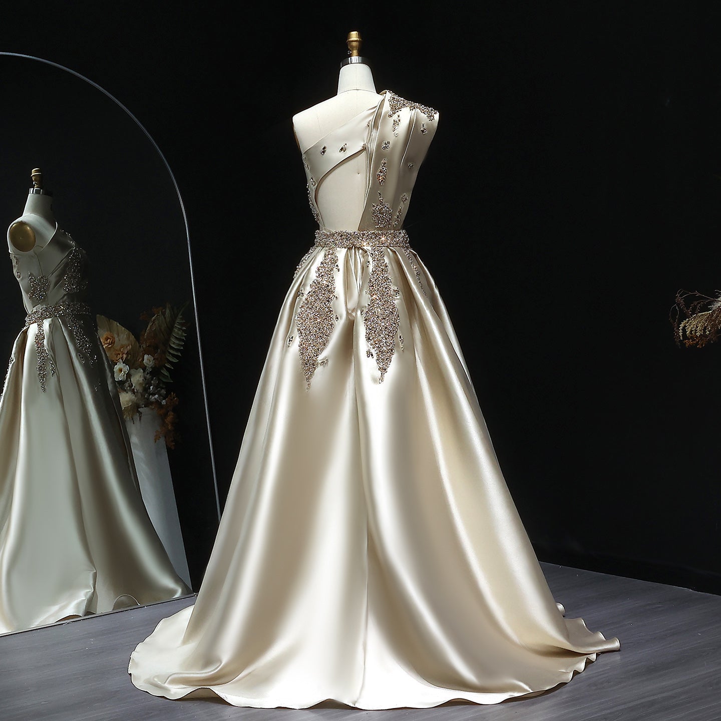 Luxury Crystal Evening Dress with Overskirt SS599