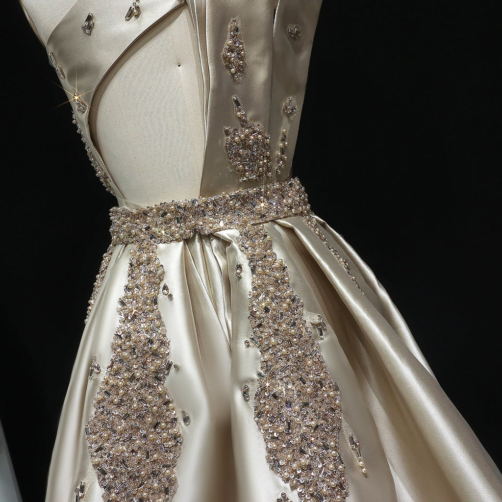 Luxury Crystal Evening Dress with Overskirt SS599