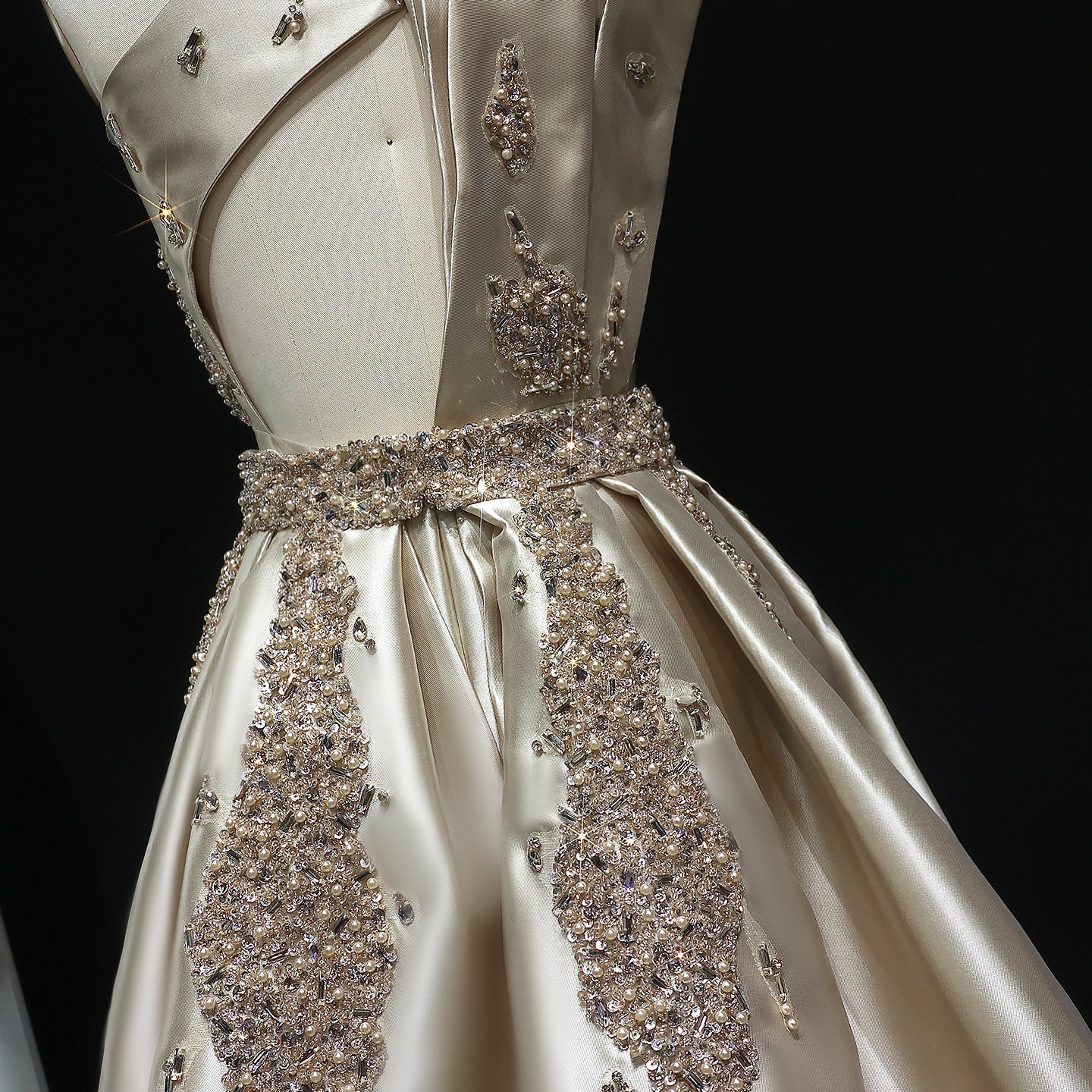 Luxury Crystal Evening Dress with Overskirt SS599