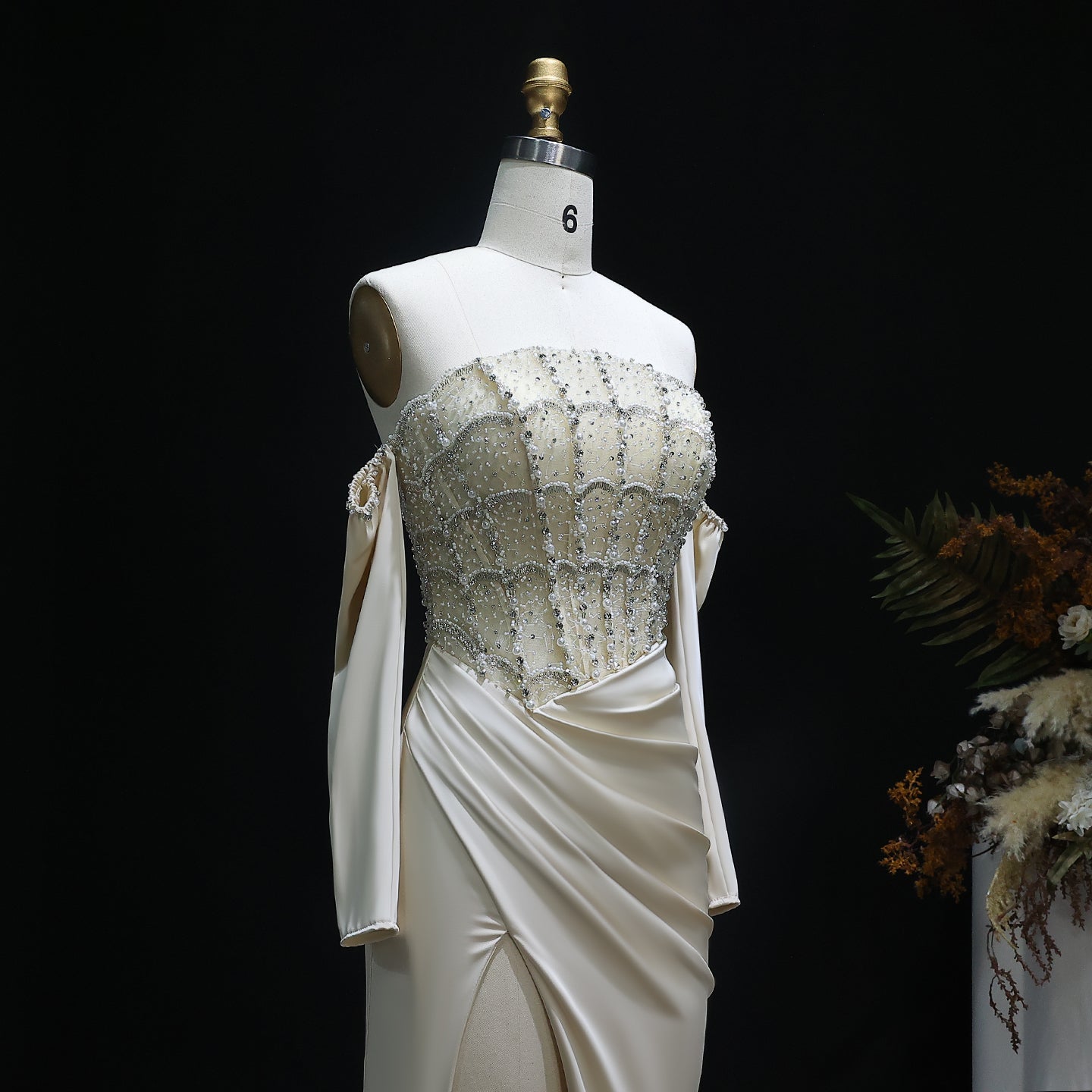 Luxury Mermaid White Evening Dress with High Slit SS416