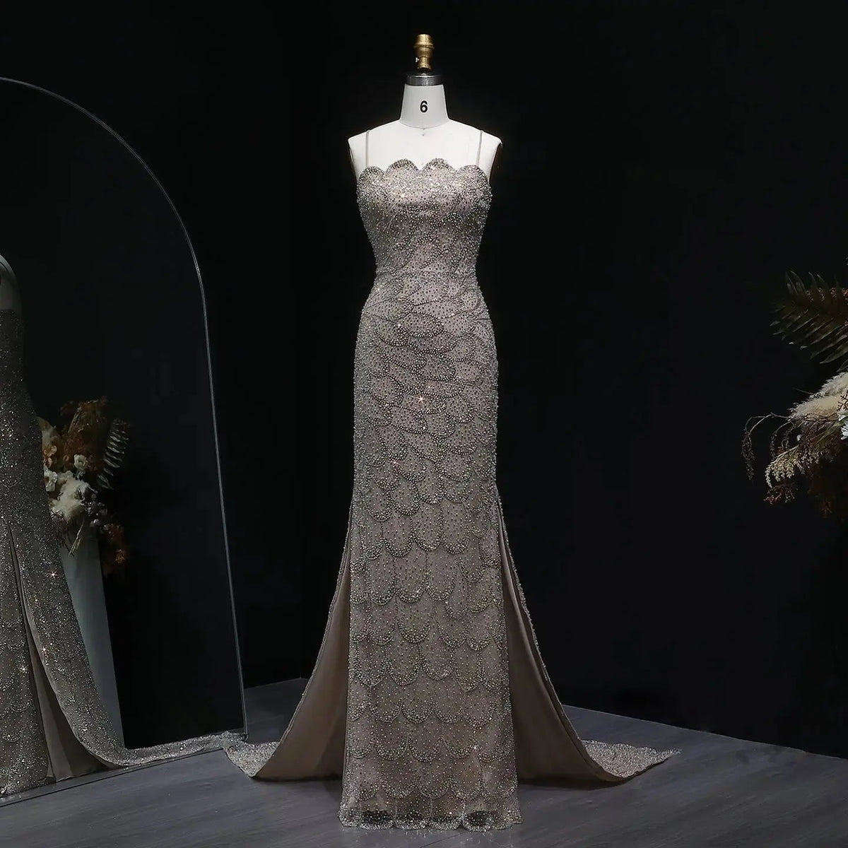 Elegant Strapless Emerald Green Evening Dress SS601