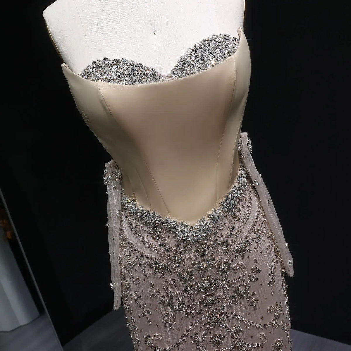 Luxury Beaded Mermaid Evening Dress with Scarf and Gloves SS069