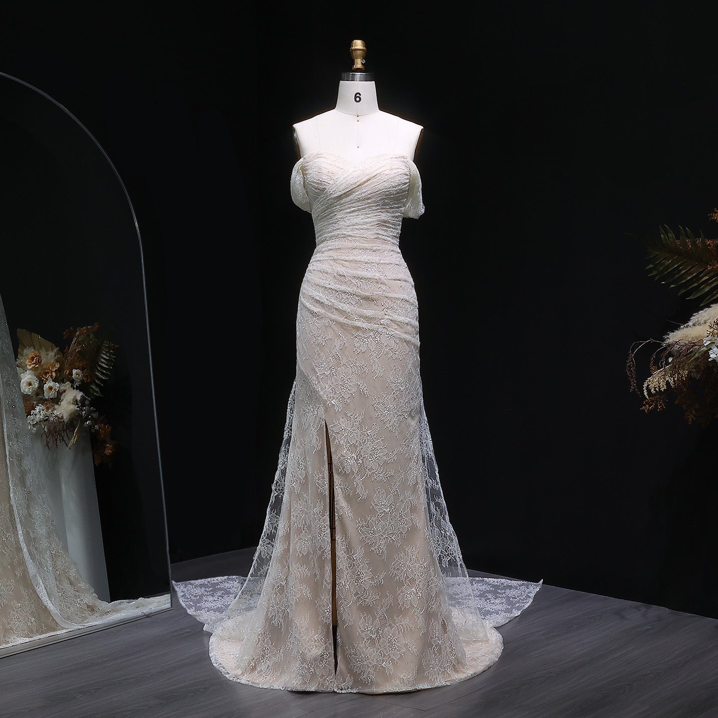 Elegant Lace Sequin Off Shoulder Evening dress SF395