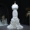 Elegant 3D flowers Off Shoulder White Evening Dress SF206