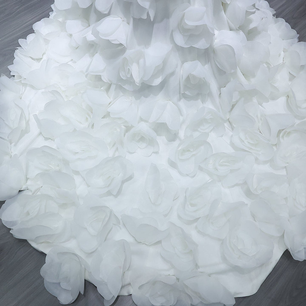 Elegant 3D flowers Off Shoulder White Evening Dress SF206