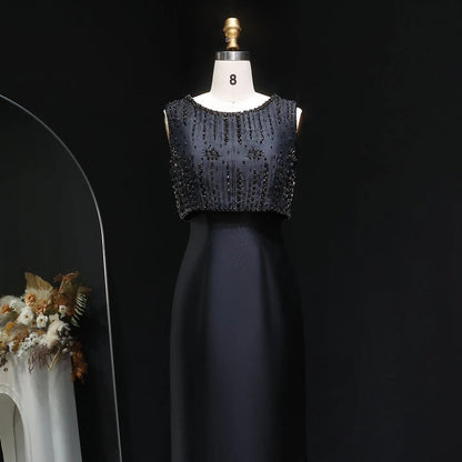 Luxury Rhinestones Silver Midi Evening Dress SS277
