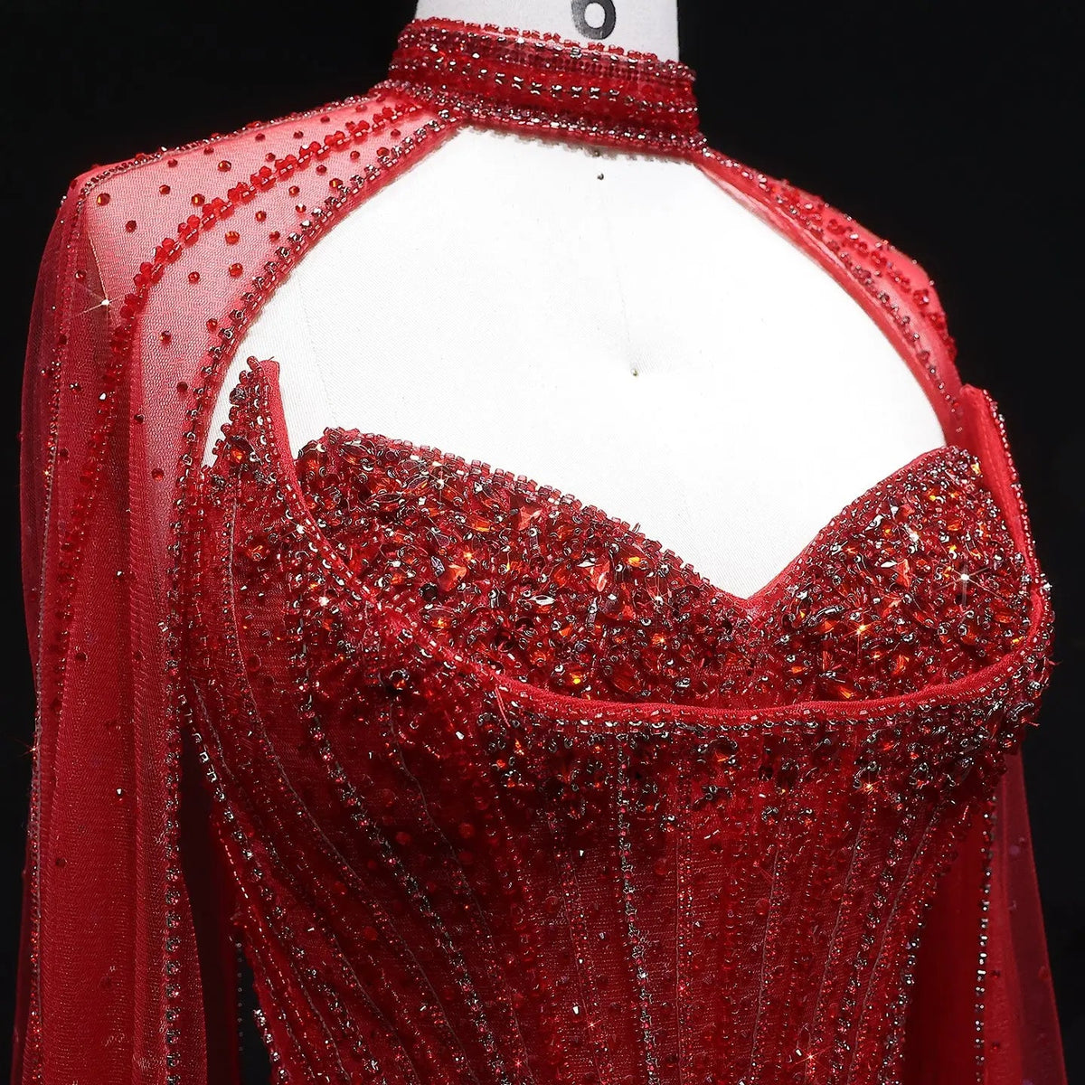 Luxury Mermaid Beaded Evening Dress with Cape SS156