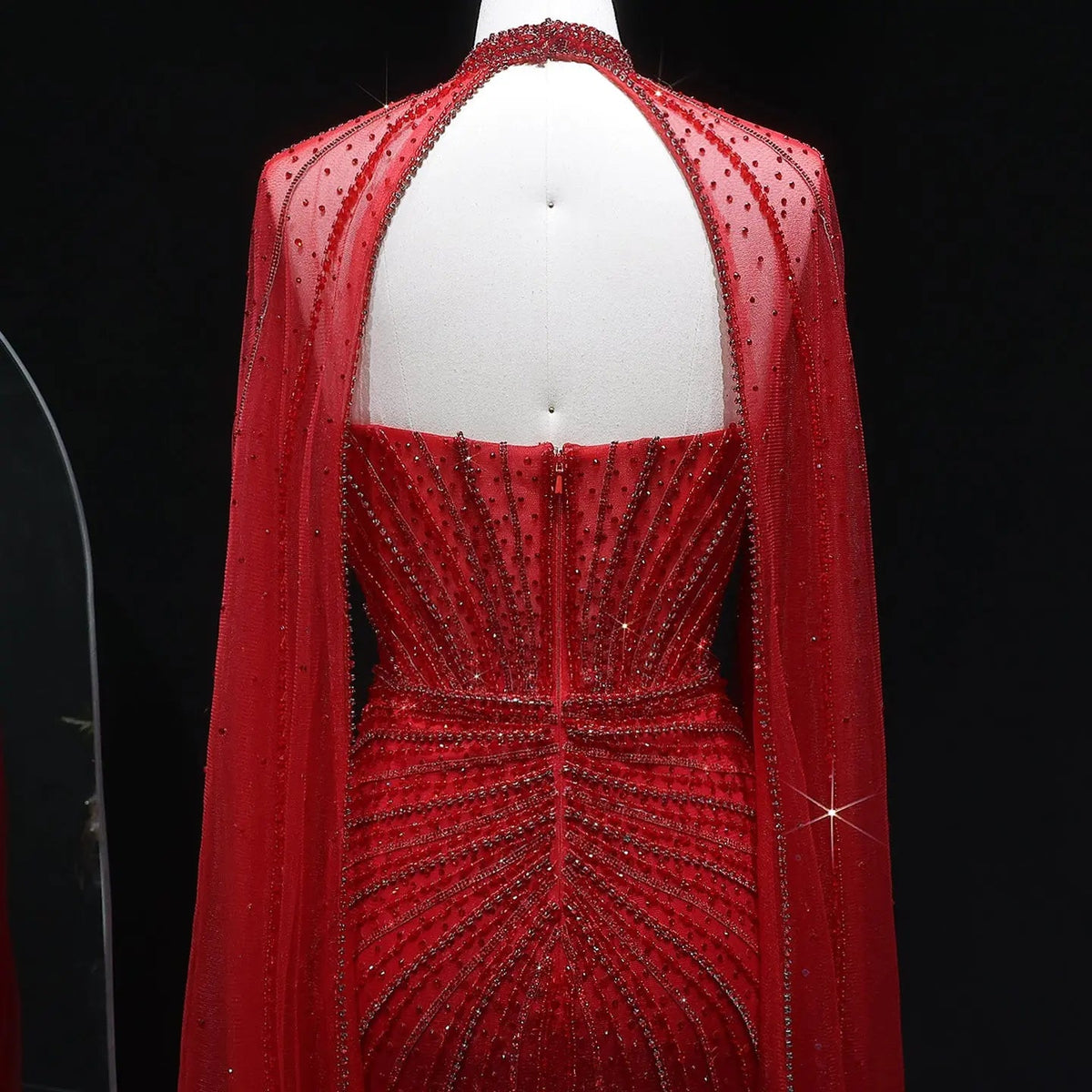 Luxury Mermaid Beaded Evening Dress with Cape SS156